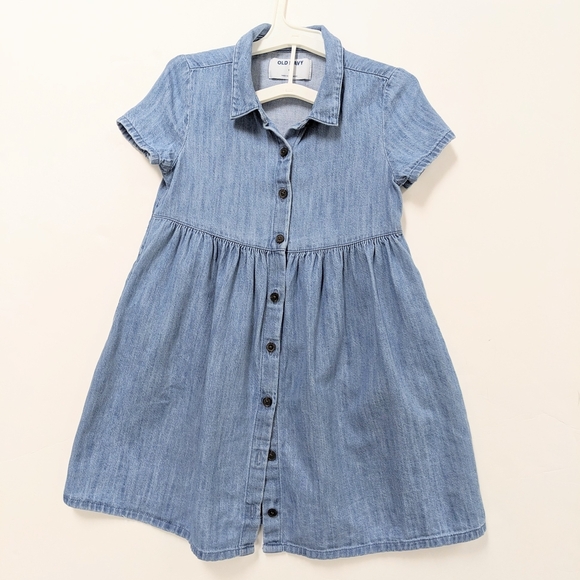 Toddler Girls Old Navy Blue Denim Button-Front Chambray Shirt Dress - Picture 1 of 5